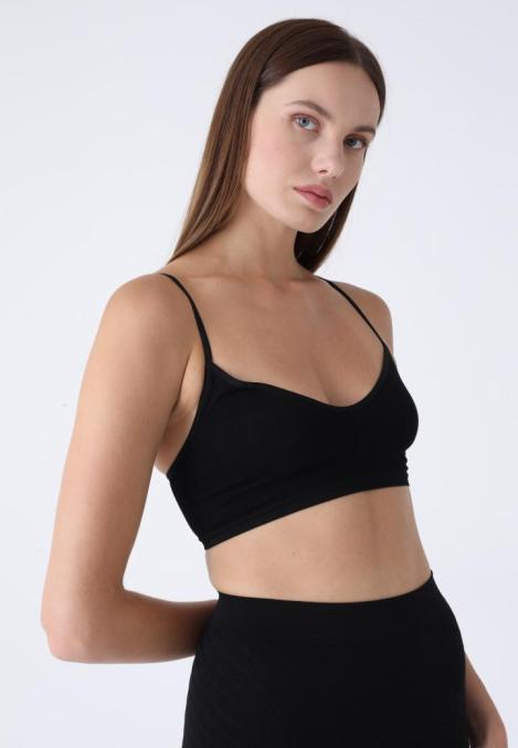 Bustieră Lejeră cu Bretele Subtiri – Fără Push-up,Culoare Negru,Engros